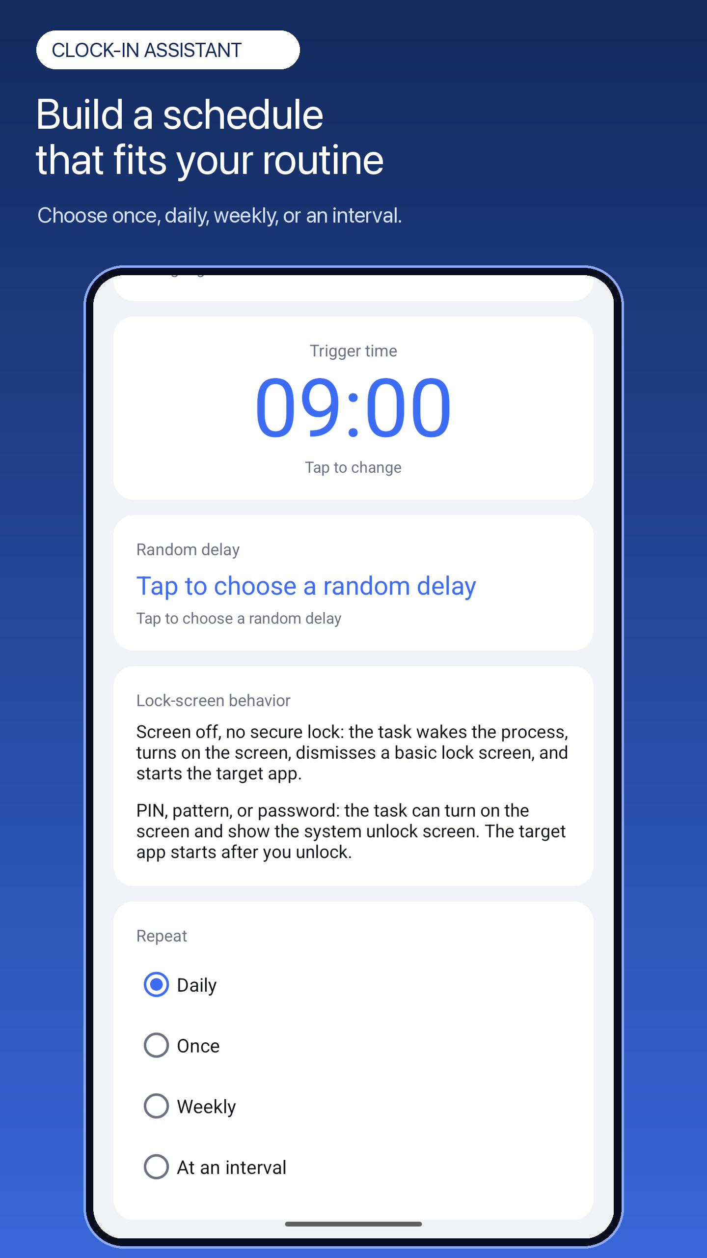 Clock-In Assistant task editor in English